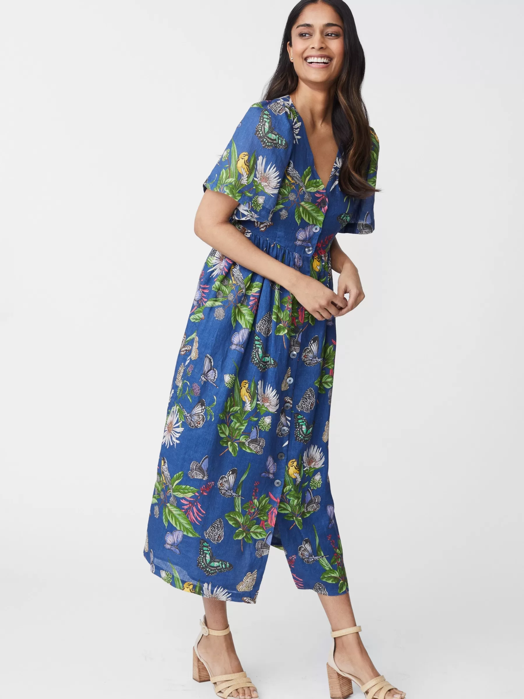 Hot Annora Linen Dress In Jardin Mariposa Women Dresses