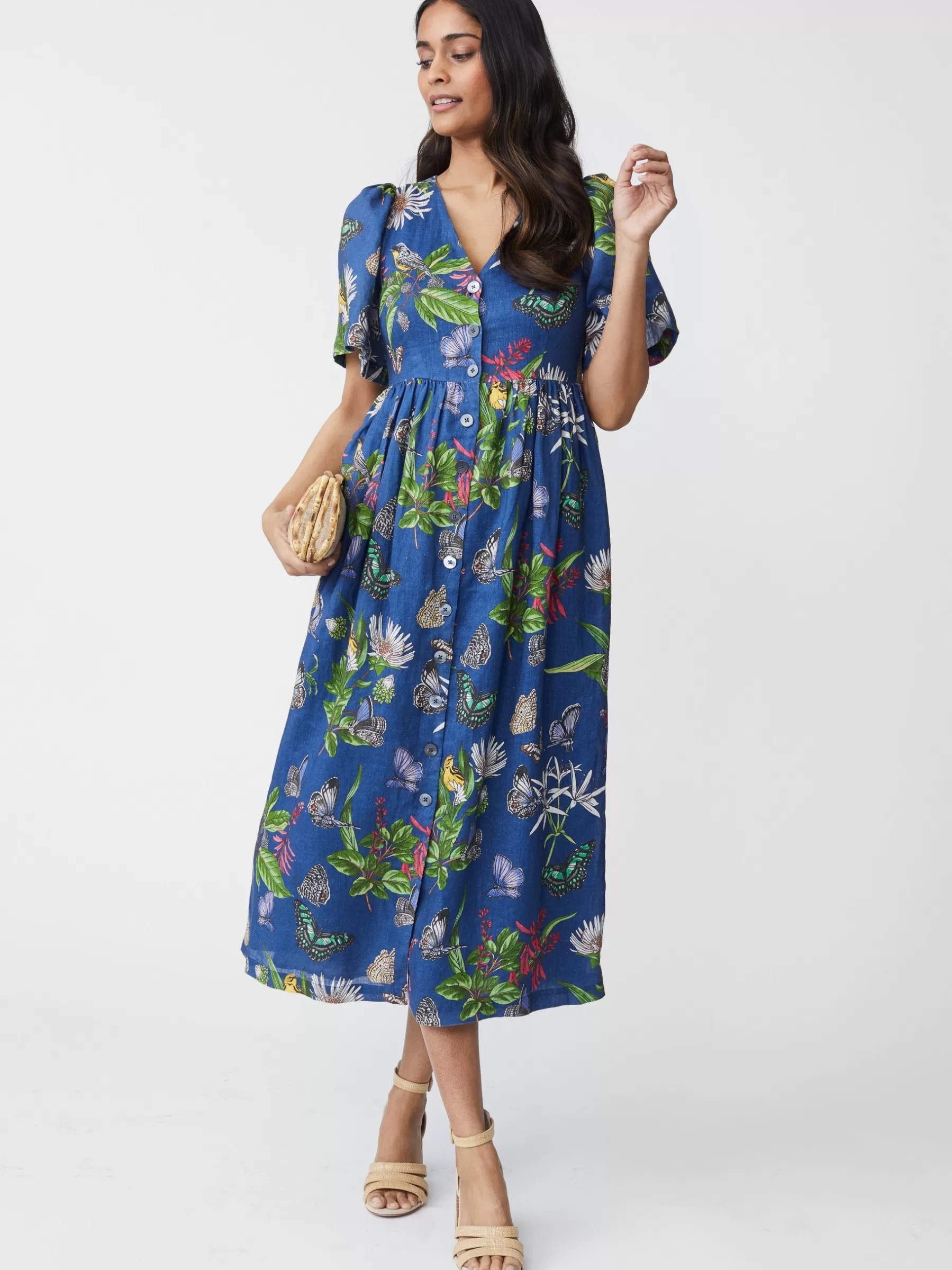 Hot Annora Linen Dress In Jardin Mariposa Women Dresses