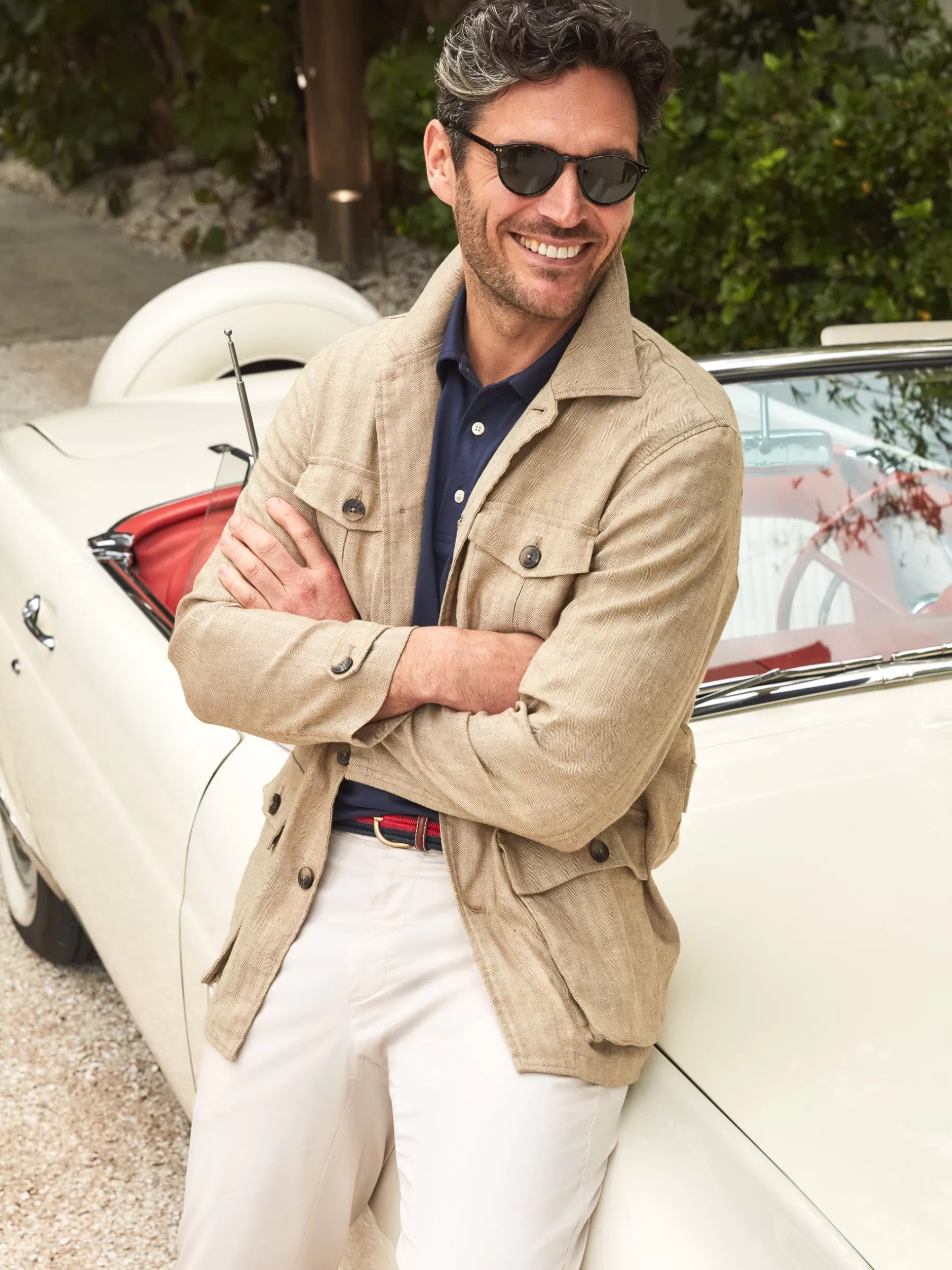 Shop Brando Linen Safari Jacket In Herringbone Jackets & Outerwear