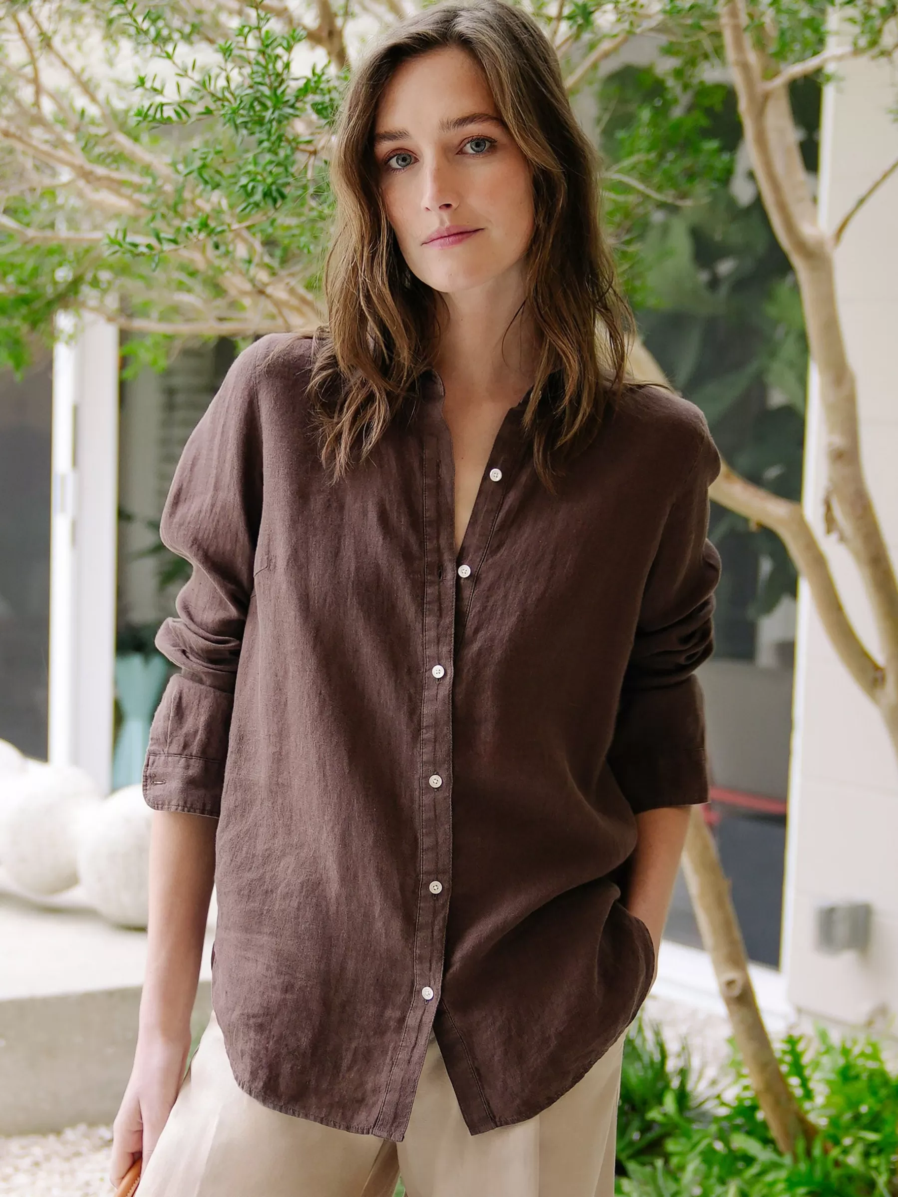 Cheap Britt Linen Shirt Women Tops