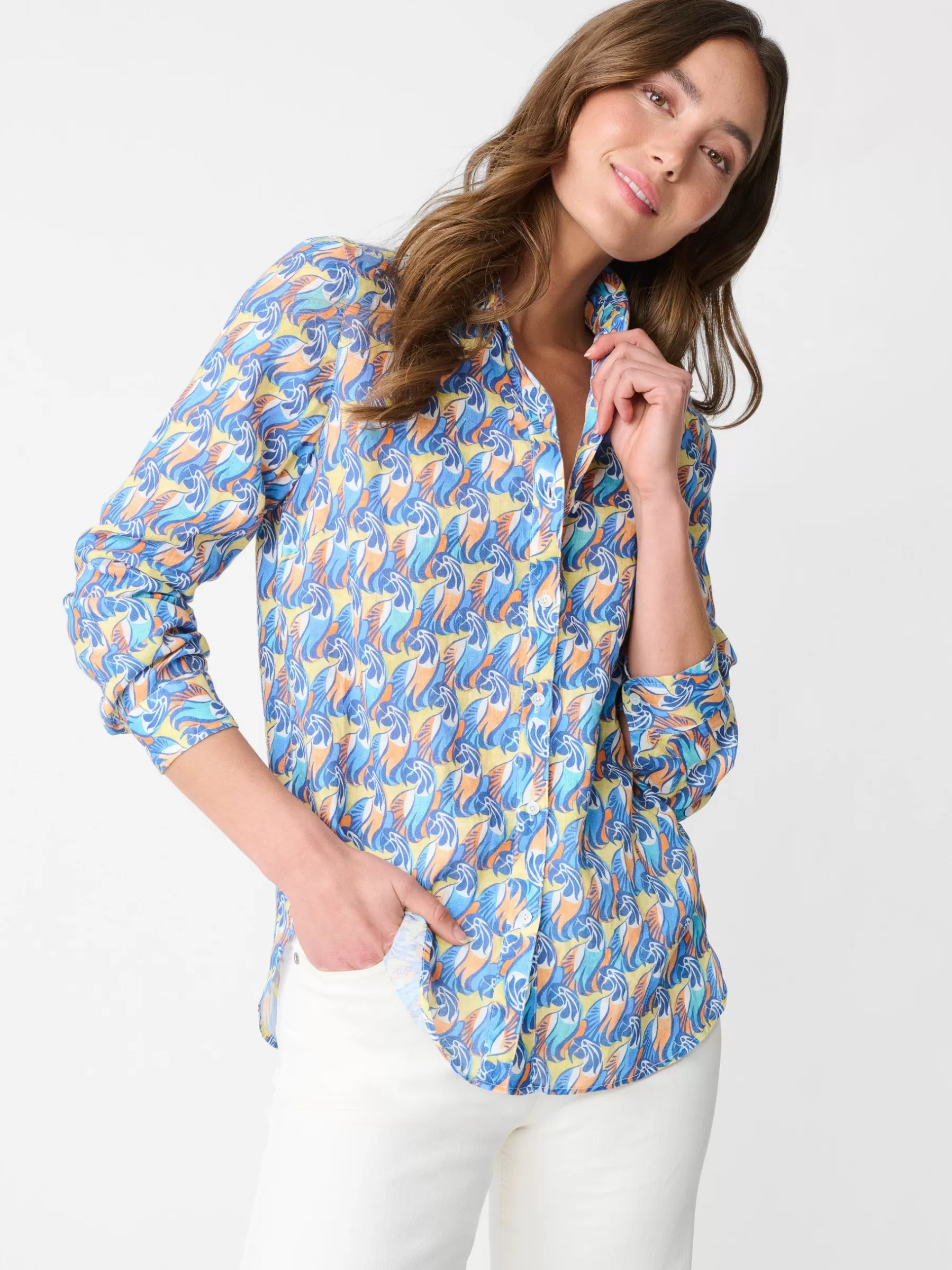 Clearance Britt Linen Shirt In La Perruche Women Tops