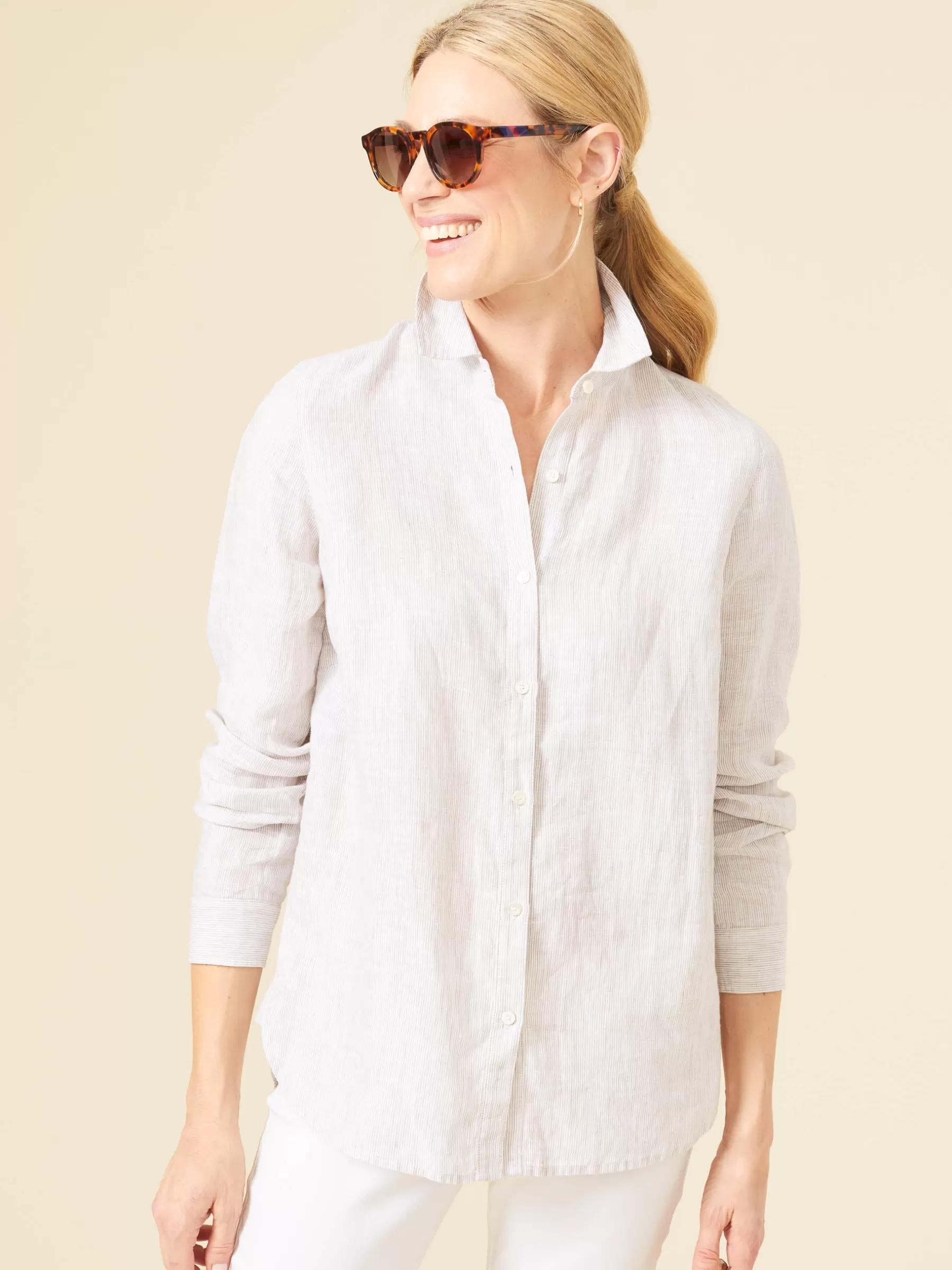 Outlet Britt Linen Shirt In Stripe Women Tops