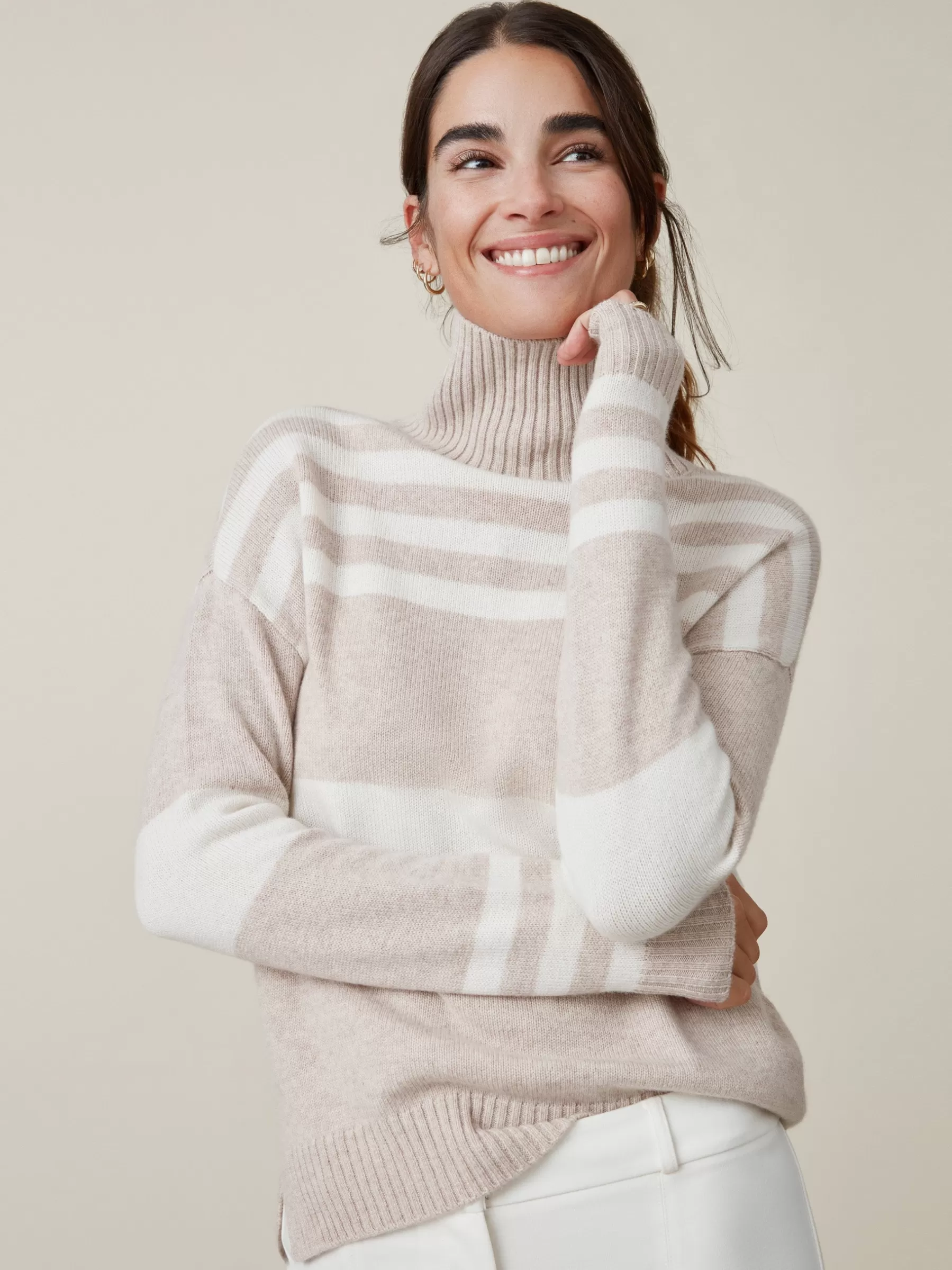 Best Clara Cashmere Turtleneck In Stripe Women Sweaters