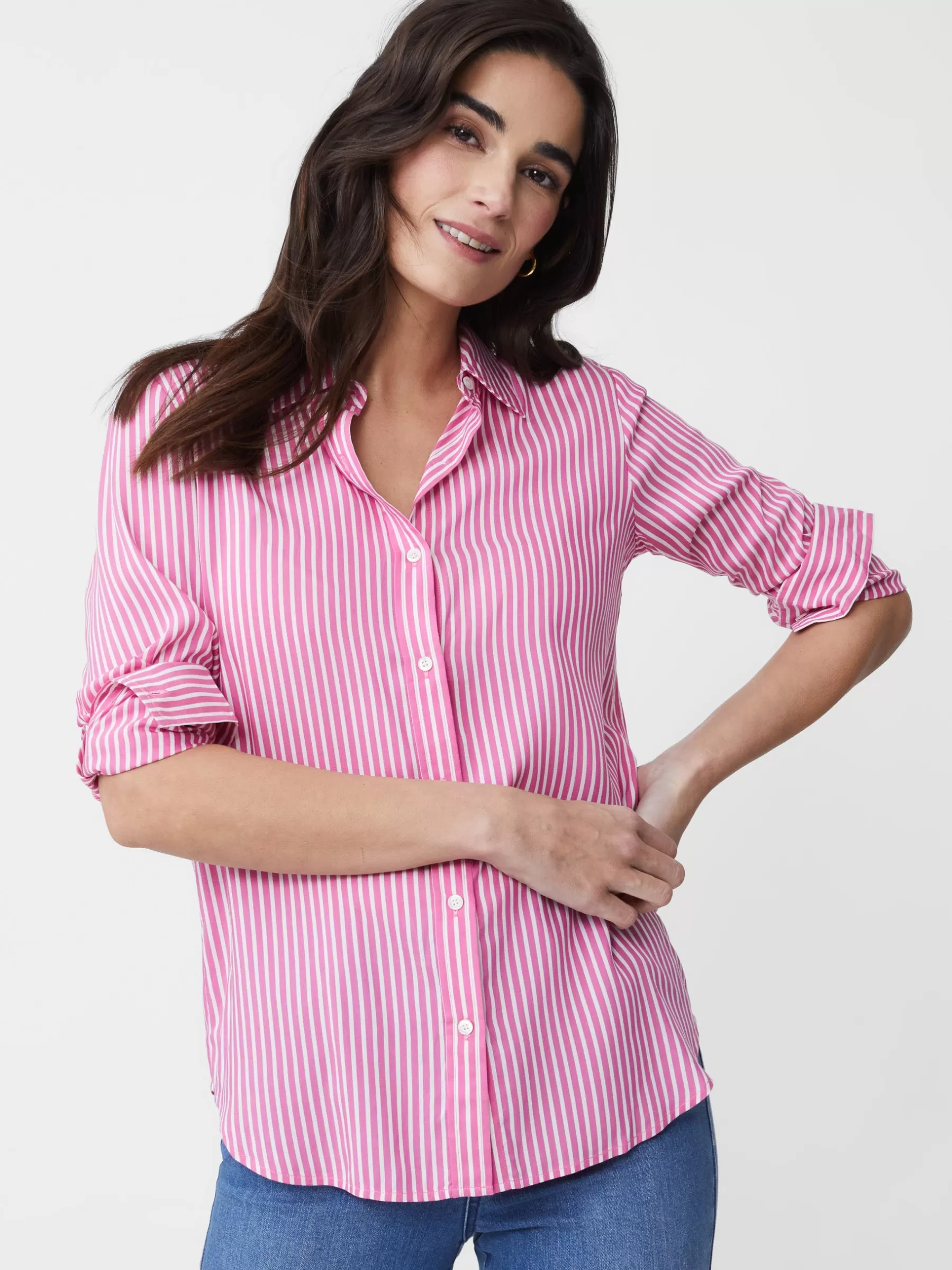 Cheap Denver Silk Shirt In Stripe Women Tops