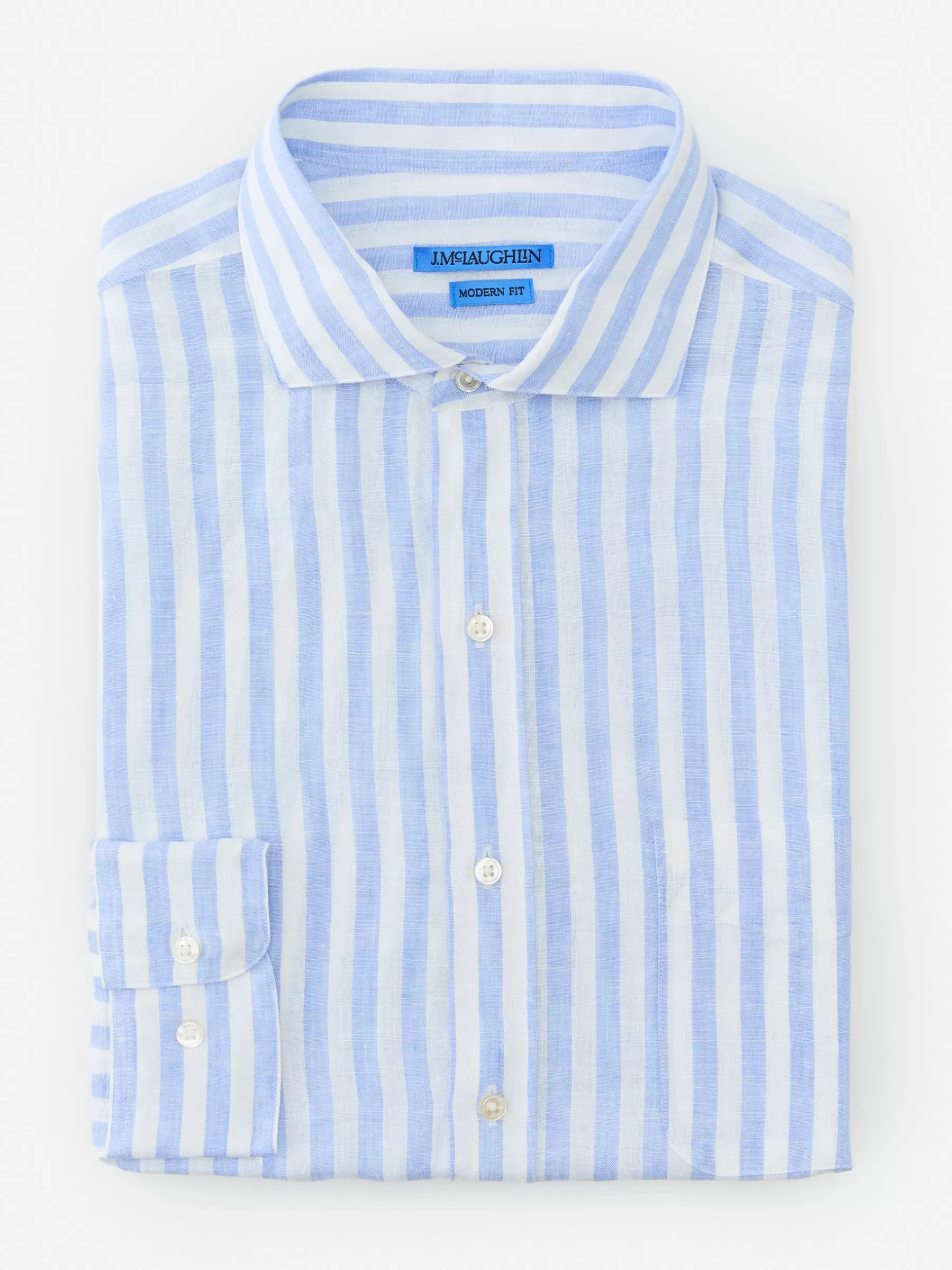 Outlet Drummond Modern Fit Linen Shirt In Bengal Stripe Shirts