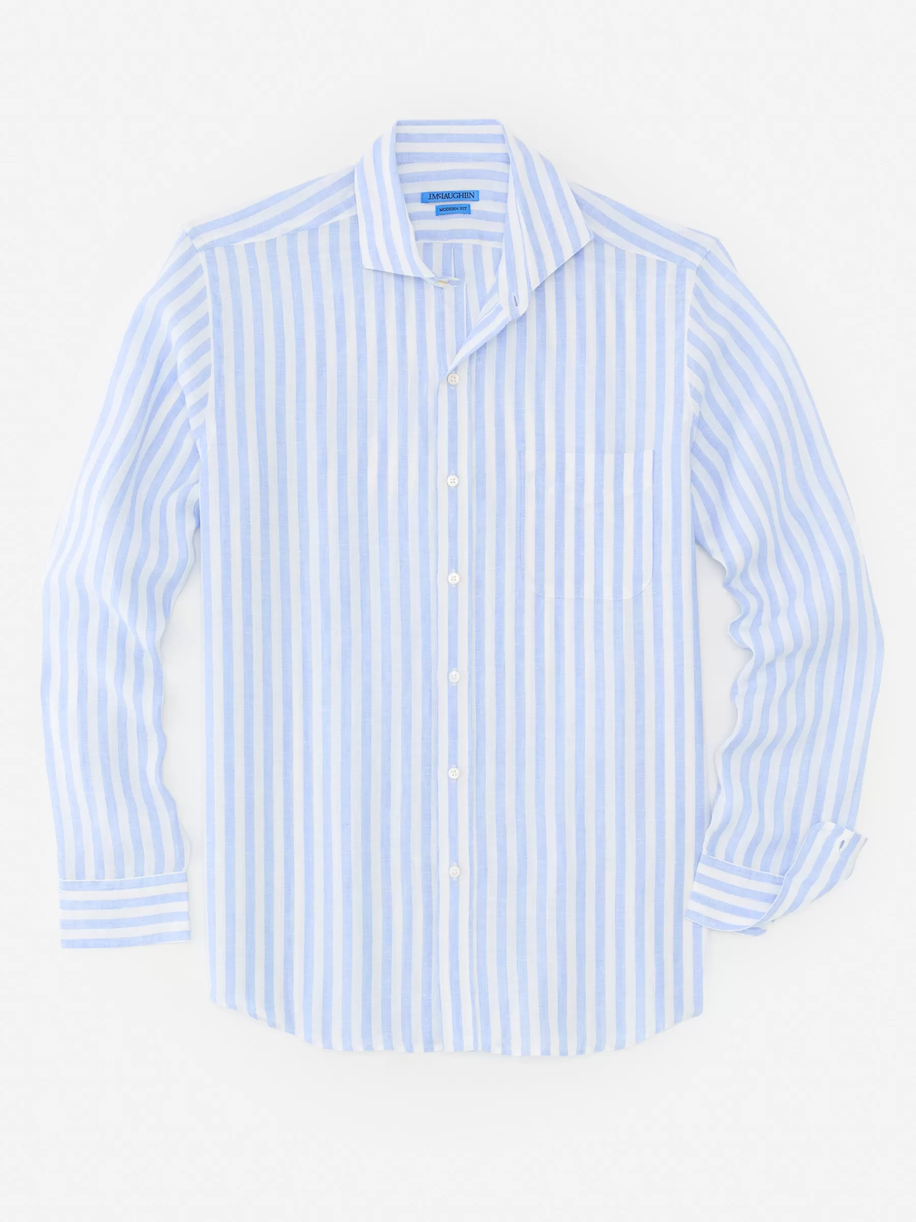 Outlet Drummond Modern Fit Linen Shirt In Bengal Stripe Shirts