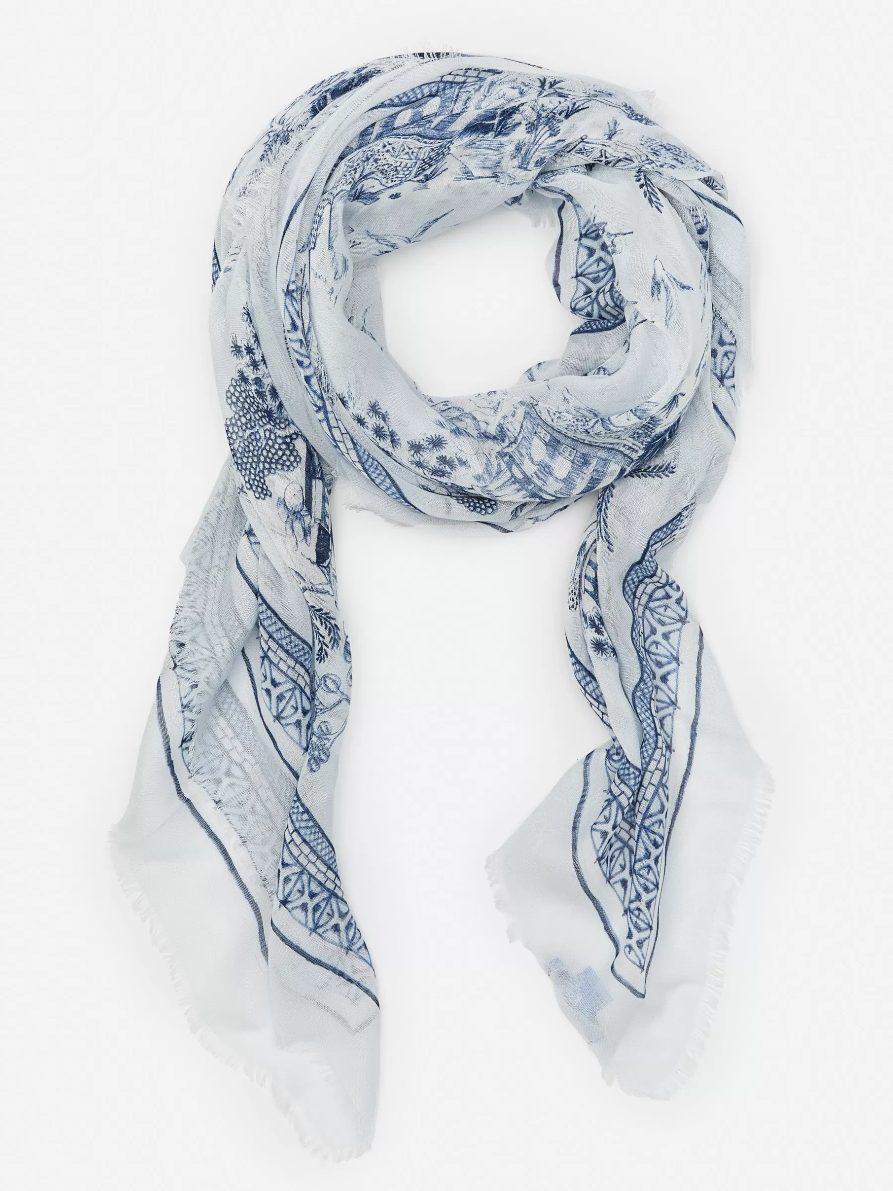 New Giselle Scarf In Chinoiserie Toile Square Women Scarves