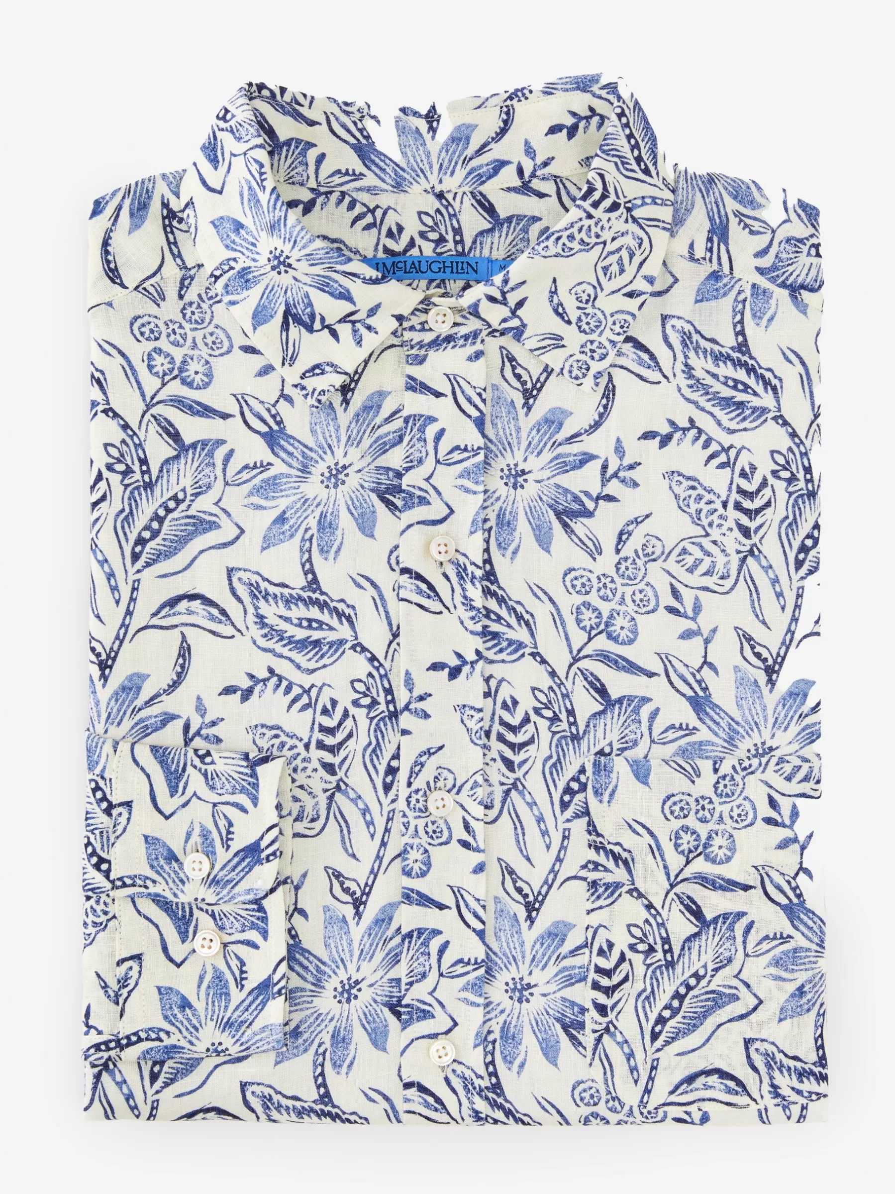 Best Gramercy Classic Fit Linen Shirt In Indigo Flora Shirts