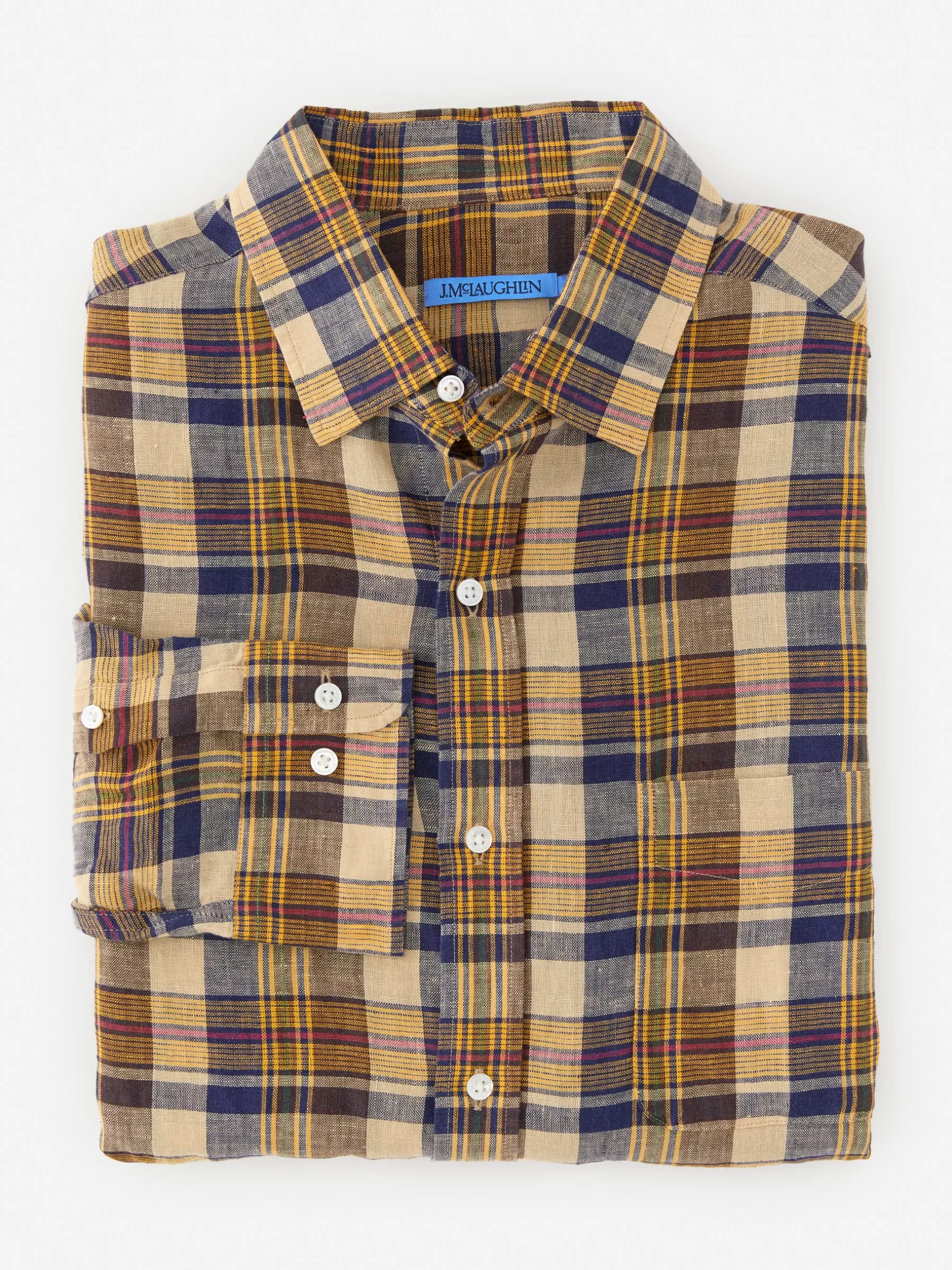 Sale Gramercy Classic Fit Linen Shirt In Plaid Shirts