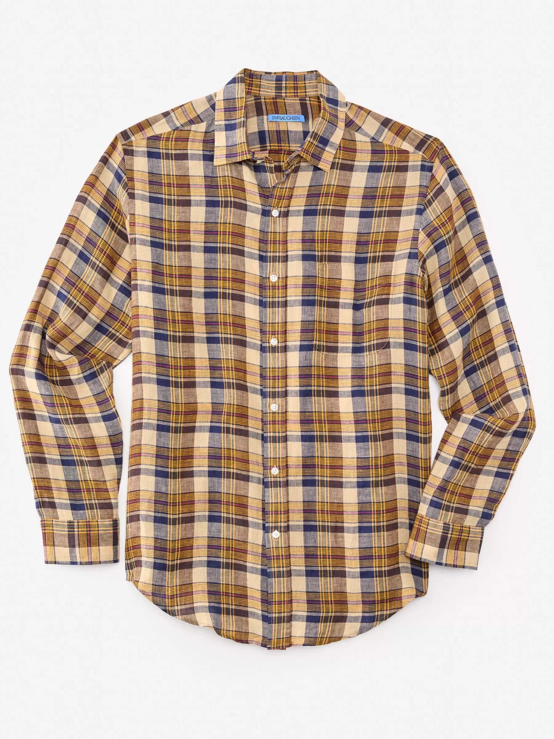 Sale Gramercy Classic Fit Linen Shirt In Plaid Shirts