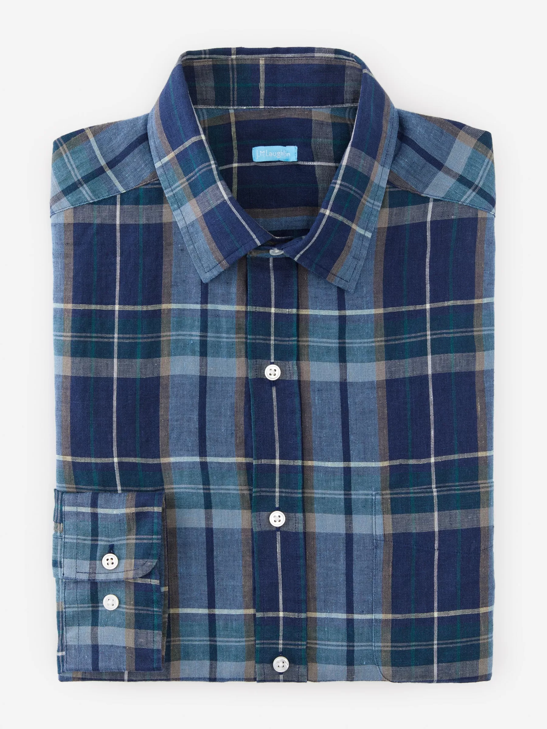 Sale Gramercy Classic Fit Linen Shirt In Plaid Shirts