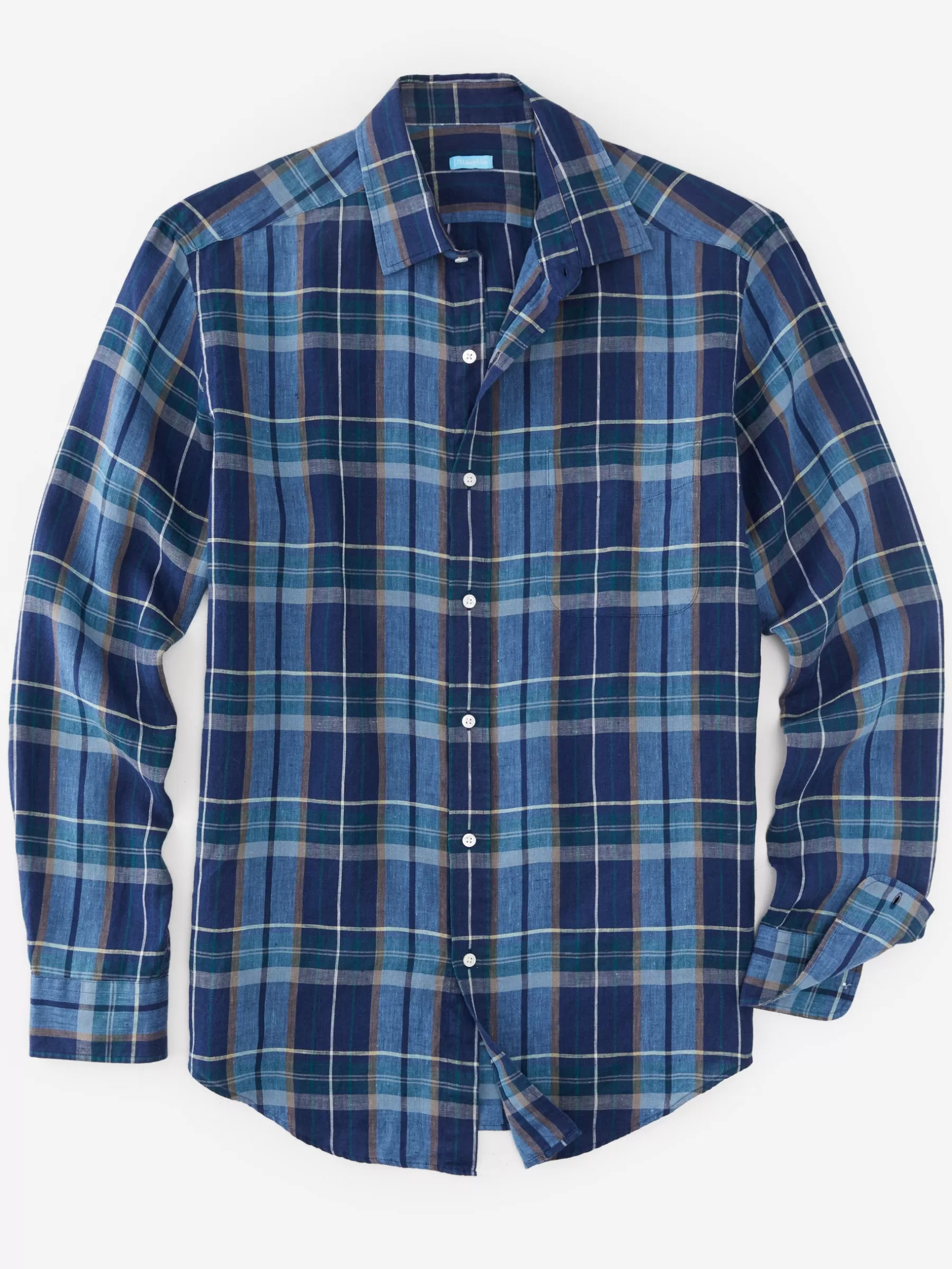 Sale Gramercy Classic Fit Linen Shirt In Plaid Shirts