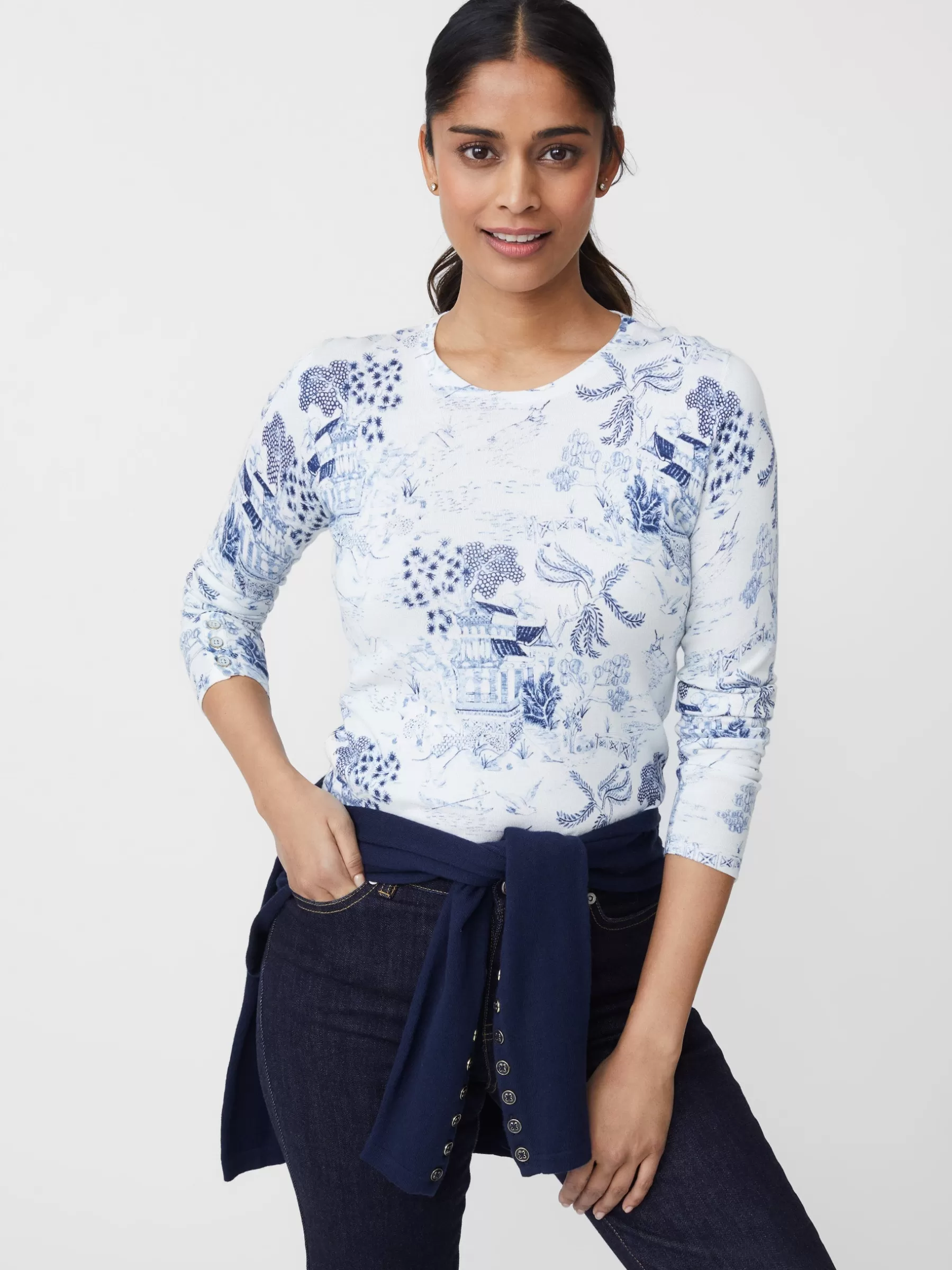 Outlet Lenny Sweater In Chinoiserie Toile Women Sweaters