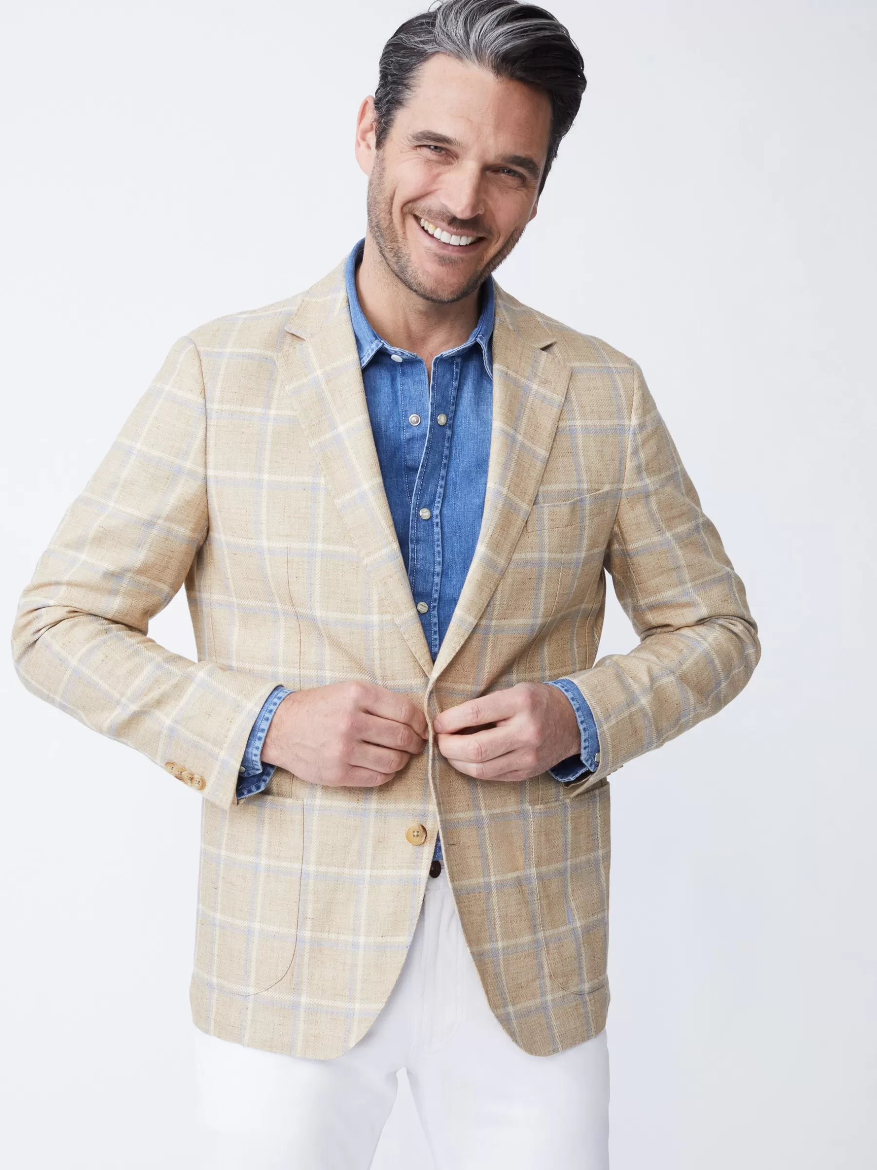 Best Lisbon Linen Blazer In Window Pane Jackets & Outerwear | Sport Coats