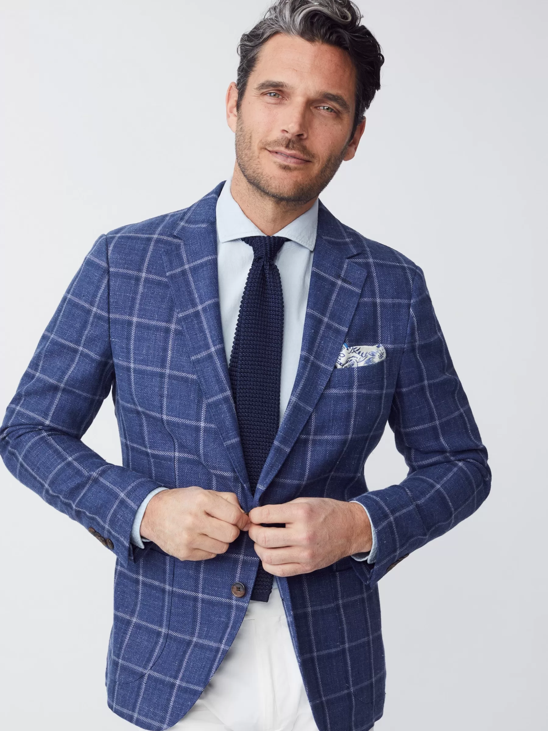 Best Sale Lisbon Linen Blend Blazer In Window Pane Jackets & Outerwear | Sport Coats