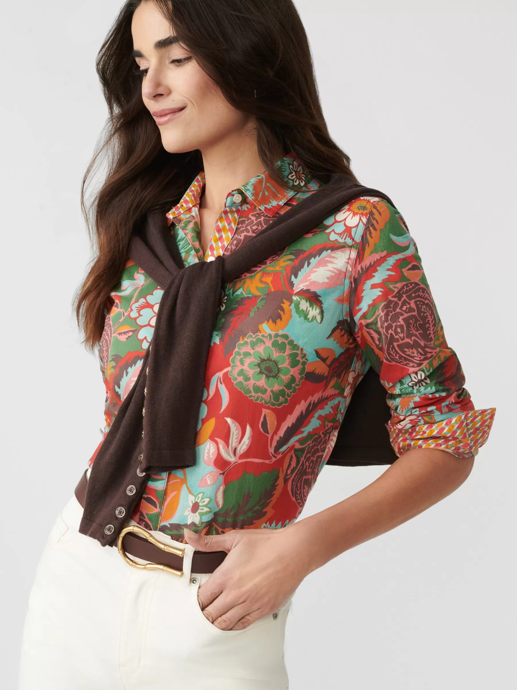 Hot Lois Shirt In Terra Blossom Geo Women Tops