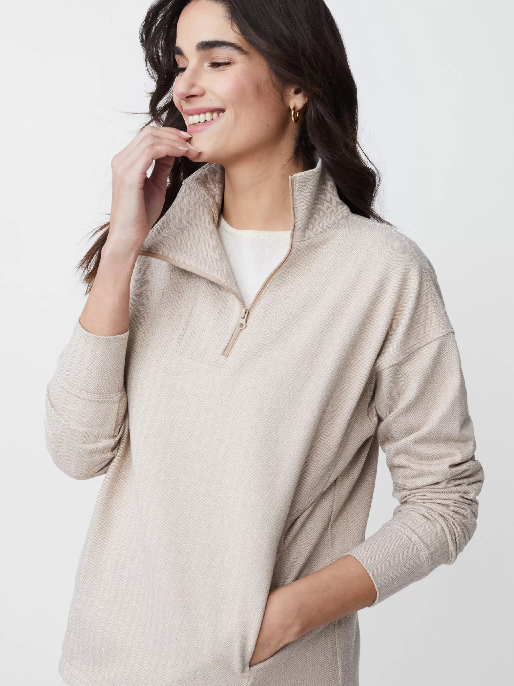 Cheap Maeba Fleece Top In Herringbone Jacquard Women Tops