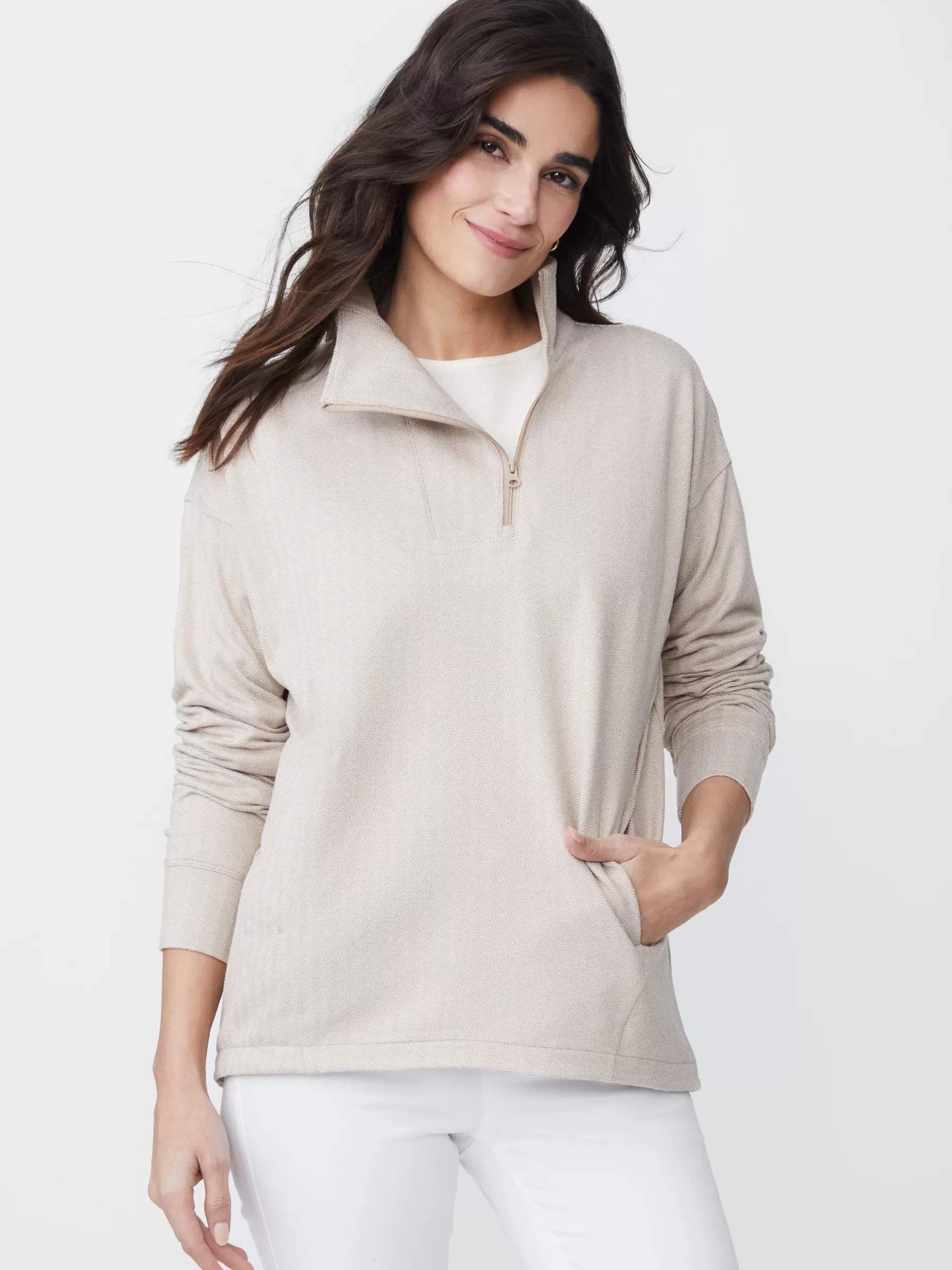 Cheap Maeba Fleece Top In Herringbone Jacquard Women Tops