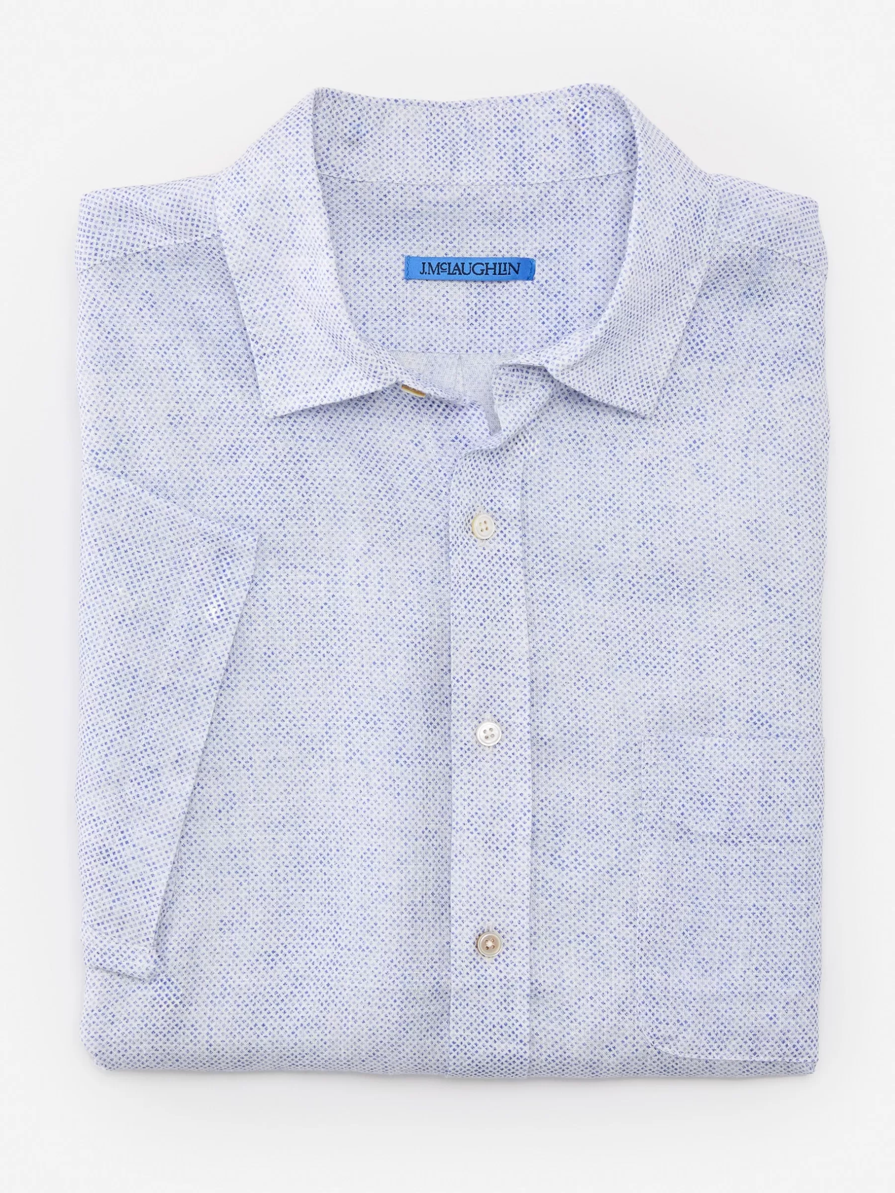 New Montauk Modern Fit Linen Shirt In Mini Quatrefoil Shirts