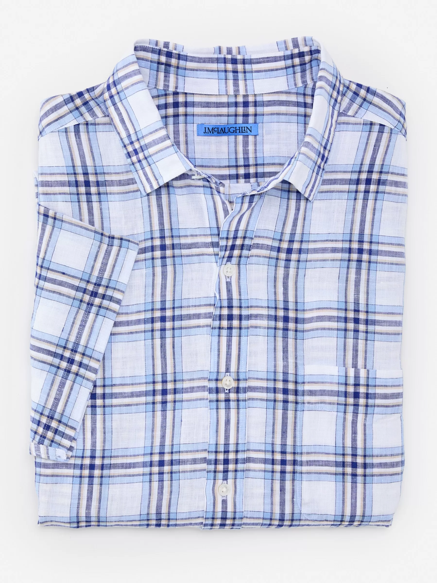 New Montauk Modern Fit Linen Shirt In Plaid Shirts