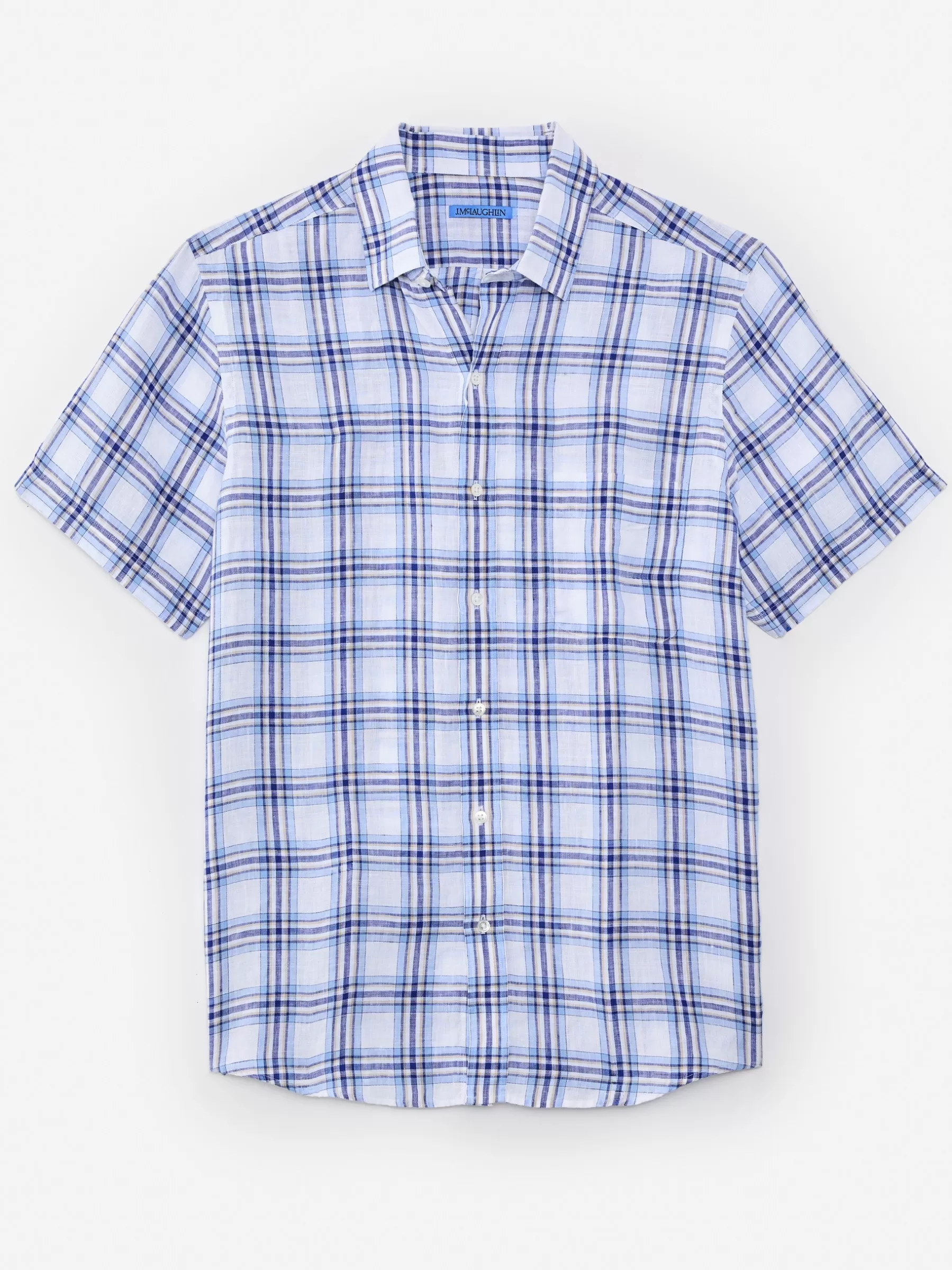 New Montauk Modern Fit Linen Shirt In Plaid Shirts