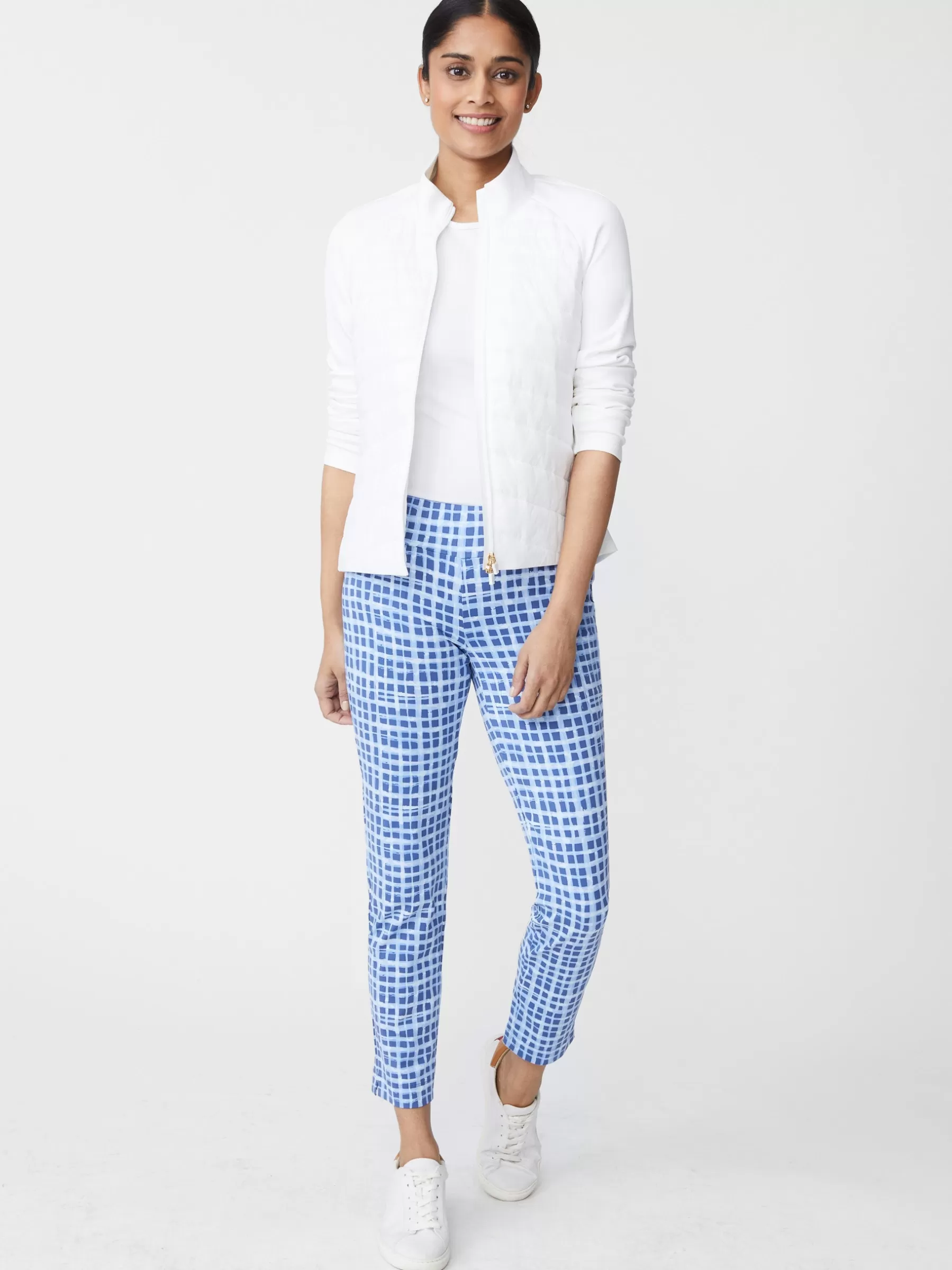 Shop Newport Capri Pants In Painterly Check Women Pants