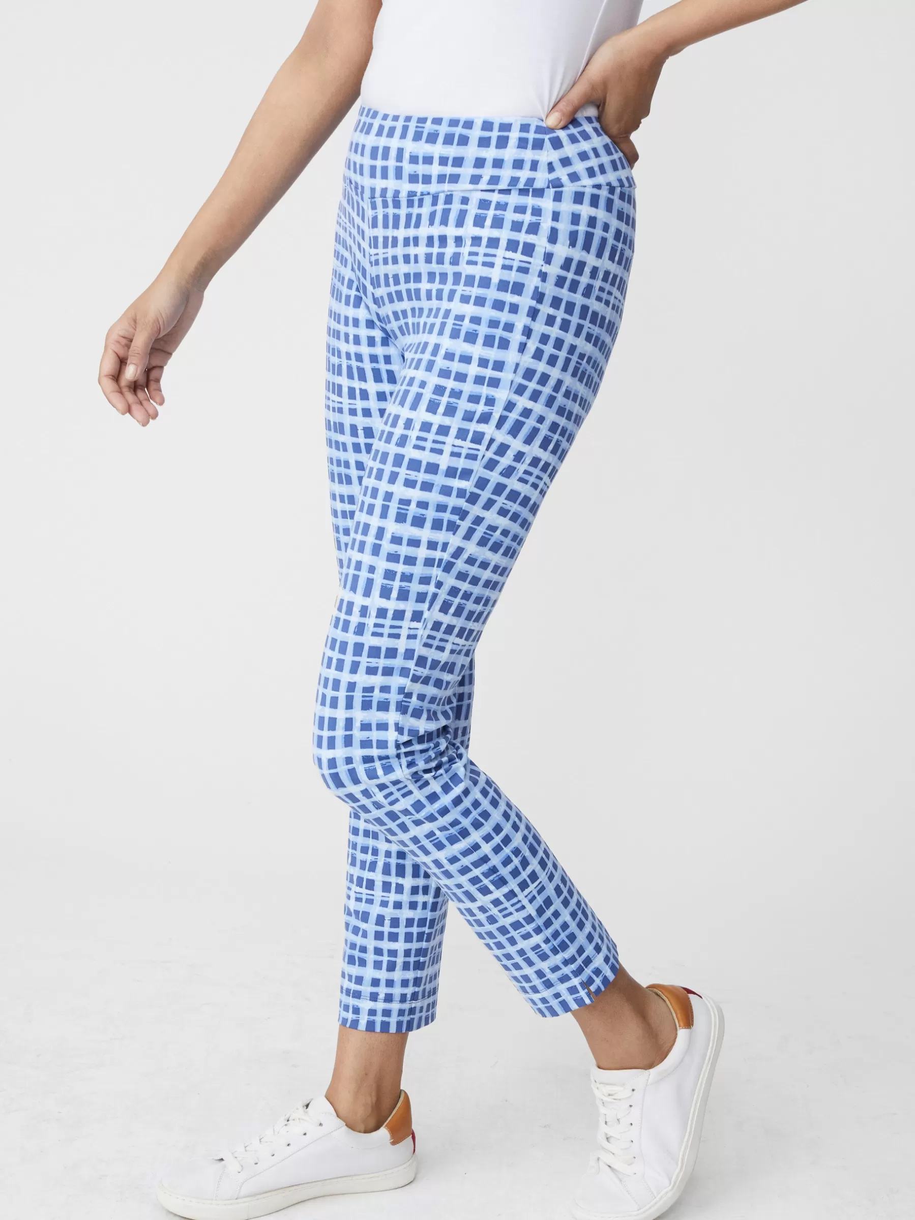 Shop Newport Capri Pants In Painterly Check Women Pants