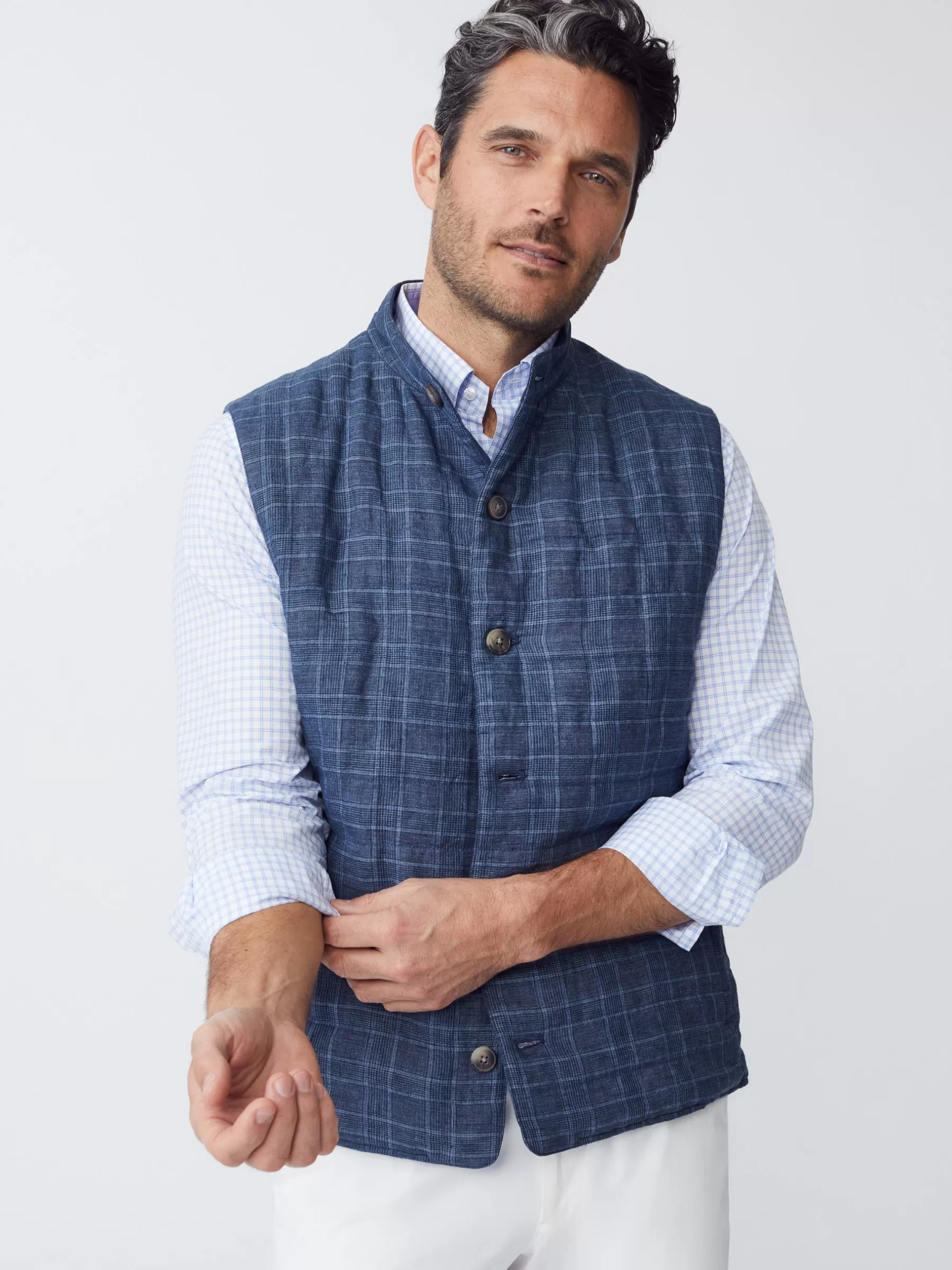 Outlet Orson Linen Vest In Glen Plaid Jackets & Outerwear