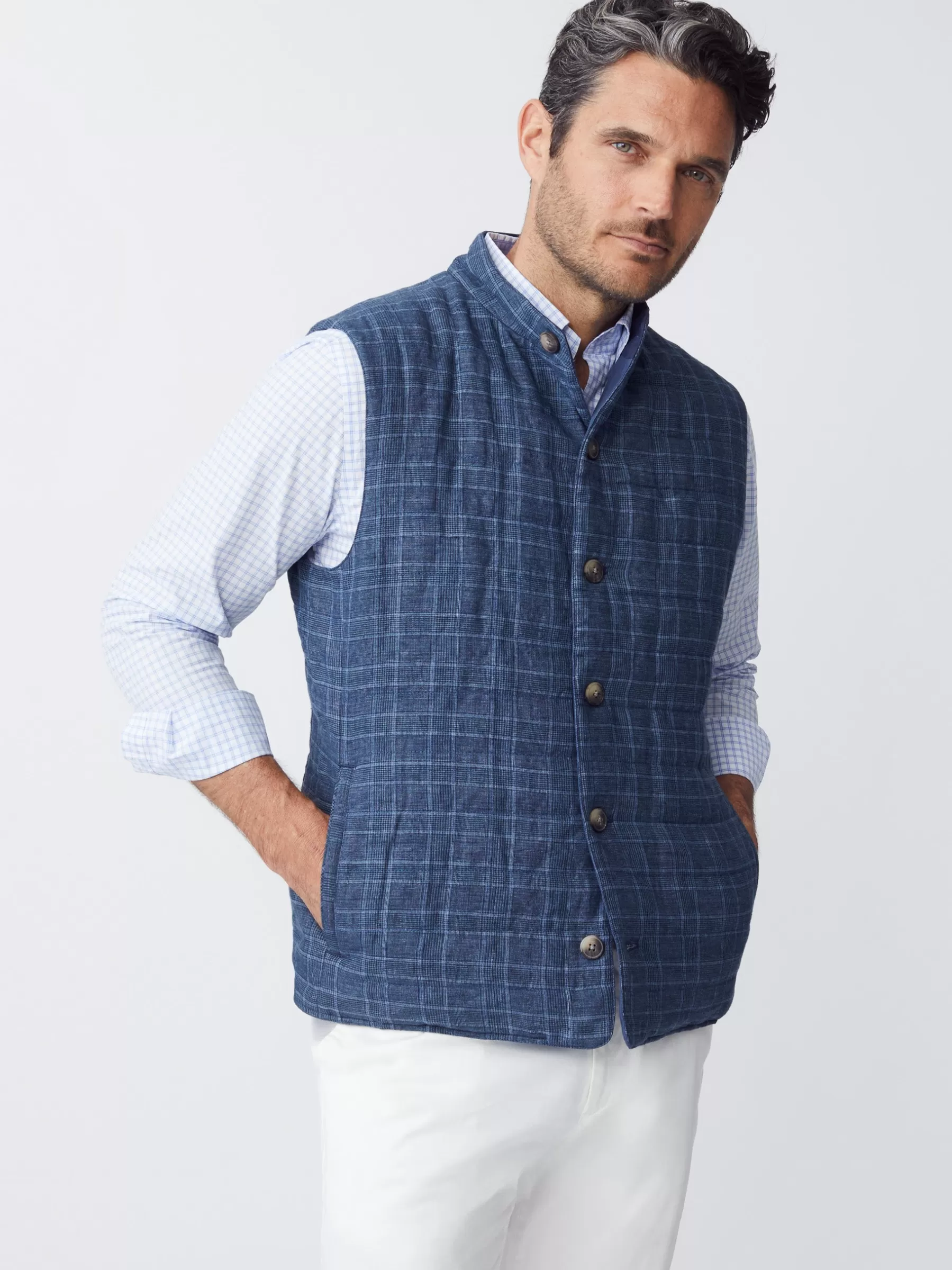 Outlet Orson Linen Vest In Glen Plaid Jackets & Outerwear