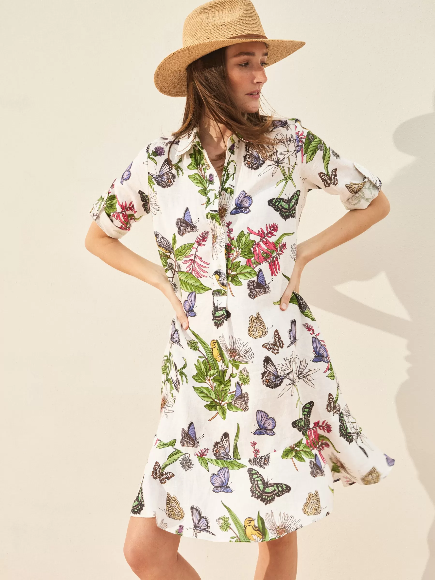 New Wellesley Linen Dress In Jardin Mariposa Women Dresses