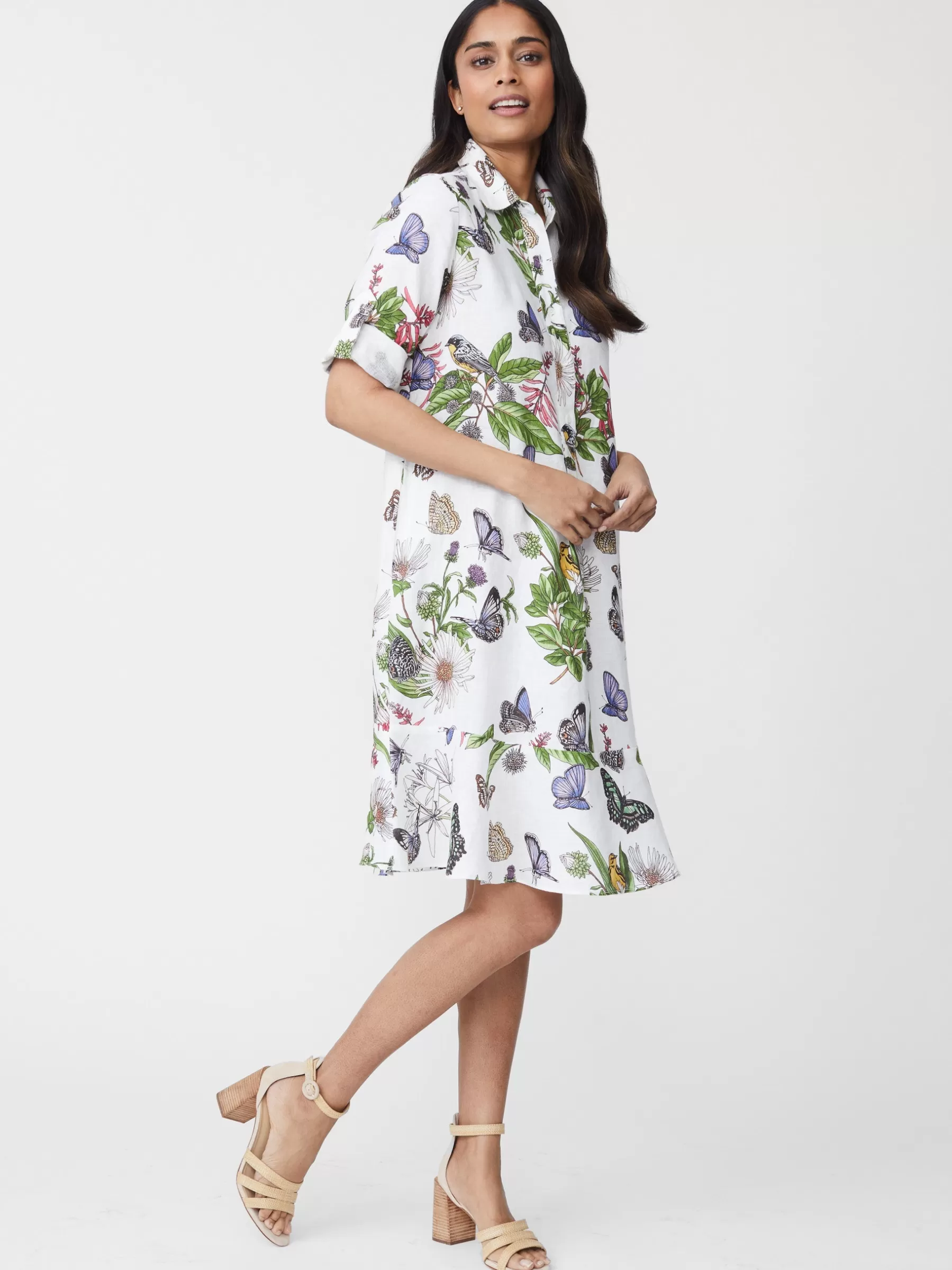 New Wellesley Linen Dress In Jardin Mariposa Women Dresses