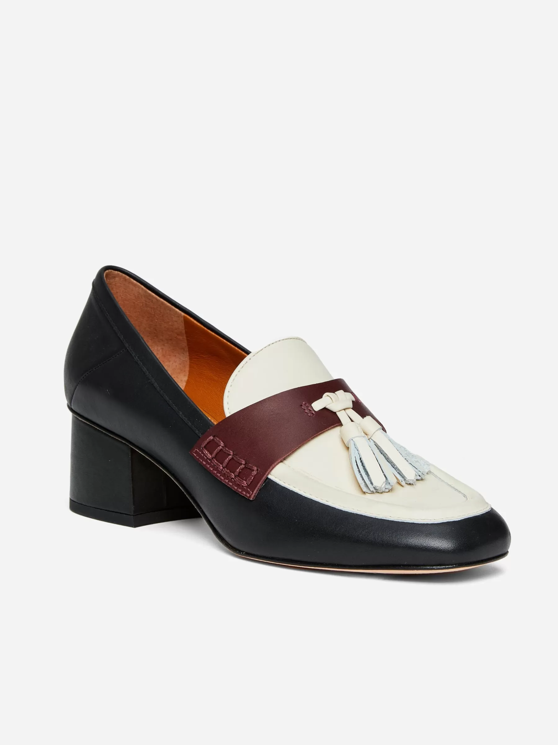 Clearance Wenona Leather Heeled Loafers In Color Block Women Loafers
